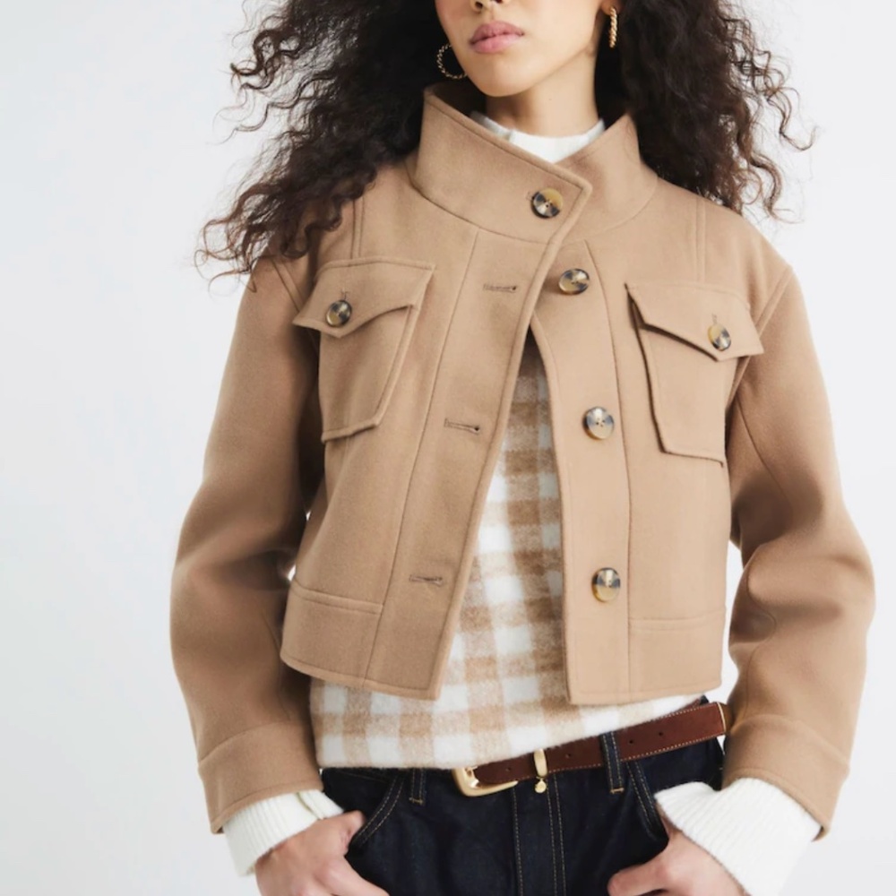 River Island Brown Funnel Neck Cropped Jacket NWT